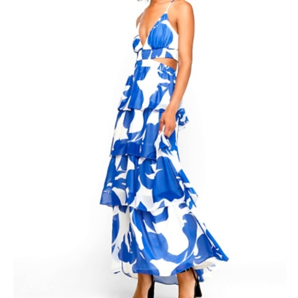 Express Dresses Express Blue White Ruffle Maxi Dress Poshmark